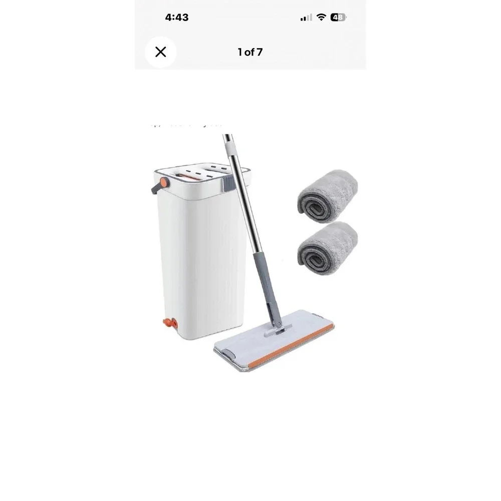 Mop and Bucket Set with Wringer 360° Flat Floor Mop 2 Microfiber Pads Wet & Dry